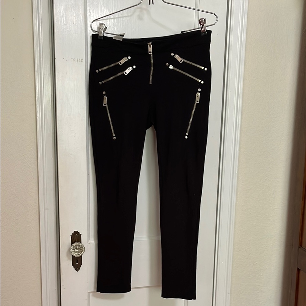 DIESEL Black Moto Leggings  with Silver Zipper Accents 29